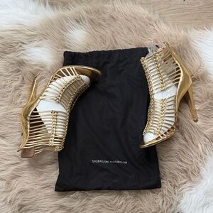 Sigerson Morrison Metallic Gold and Cream Heels